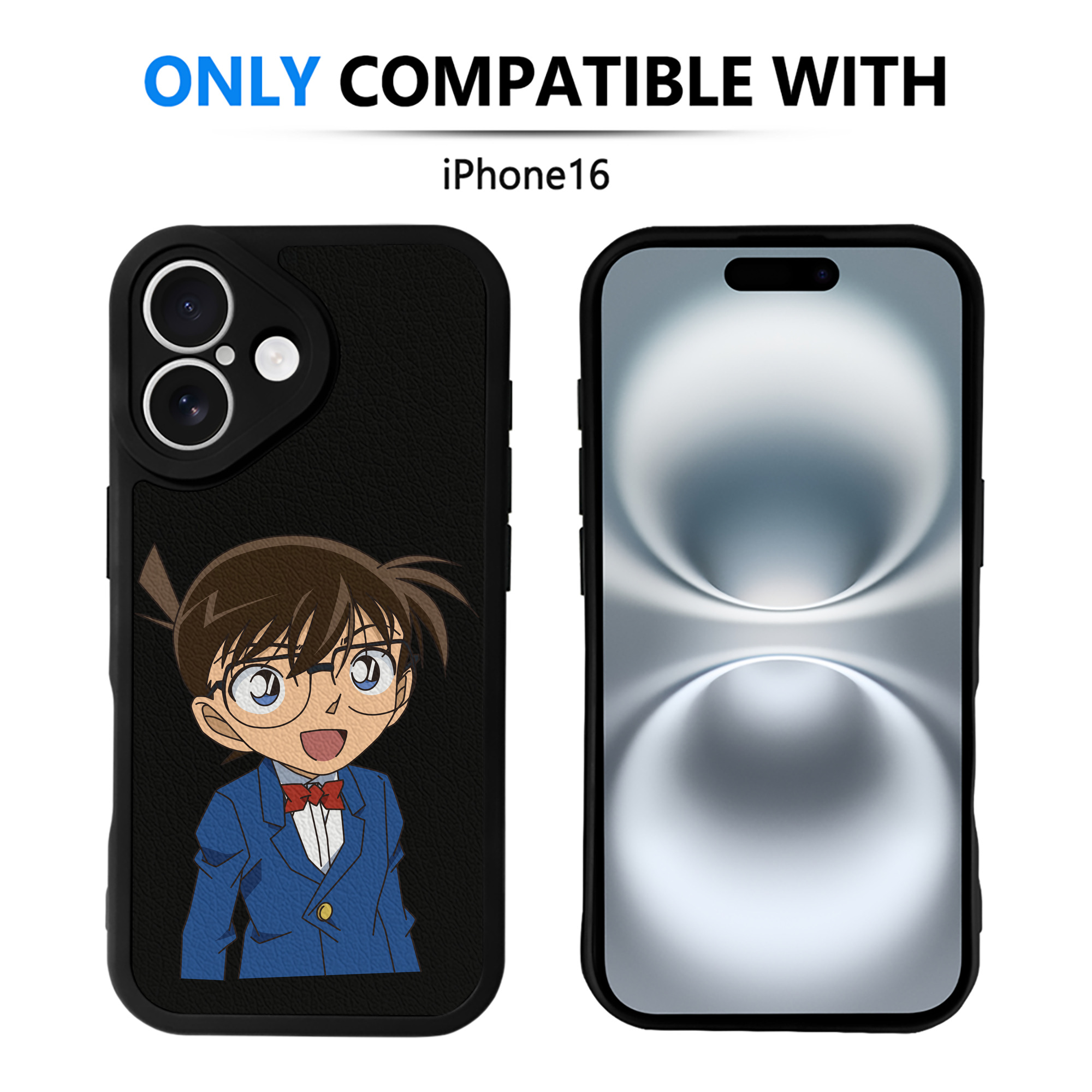 （画像用） 名探偵コナン 江戸川 コナン Detective Conan Conan Edogawa 【iPhone 16シリーズ対応】シリコンスマホケース（レザー調） 材質：シリコン
